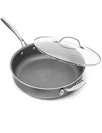 Granitestone 14" Nonstick Family Fry Pan with Helper Handle and Glass Lid