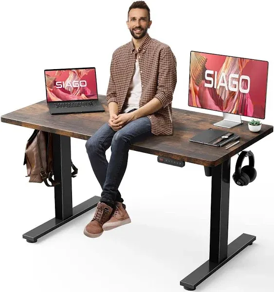 SIAGO Electric Standing Desk Adjustable 24 Inch Sit Stand up Desk with Cable Management