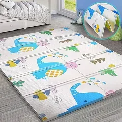 Gimars XL 0.6 inch Reversible Foldable Baby Play Mat Waterproof Foam Floor Baby Crawling Mat