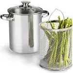 Cook N Home 4 Quart 3-Piece Vegetable Asparagus Steamer Pot Stainless Steel