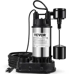 VEVOR 33Ft Sewage Pump 1.5HP Sump Pump 6000GPH Submersible Dirty Water Pump UL