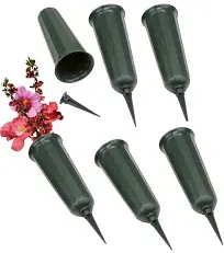 Evelots Cemetery Flower Vase with Sturdy Spikes/Stakes 12 Pack Outdoor Artificial or Fresh Flower Holder Grave Decoration