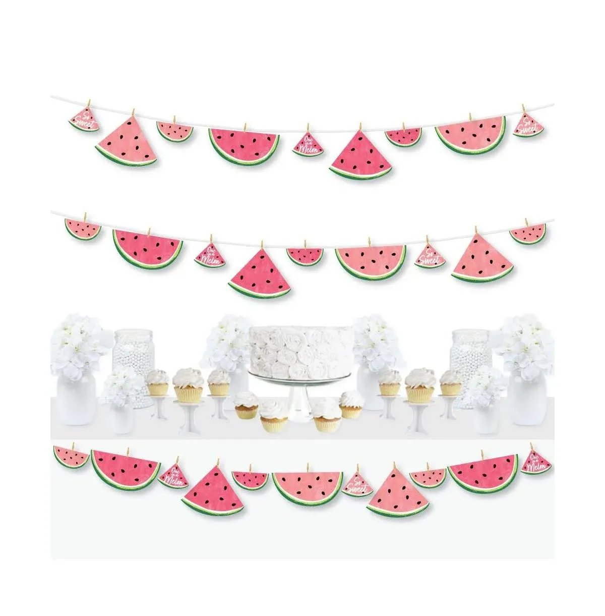 Big Dot of Happiness Sweet Watermelon - Fruit Party DIY Decorations - Clothespin Garland Banner - 44 Pieces