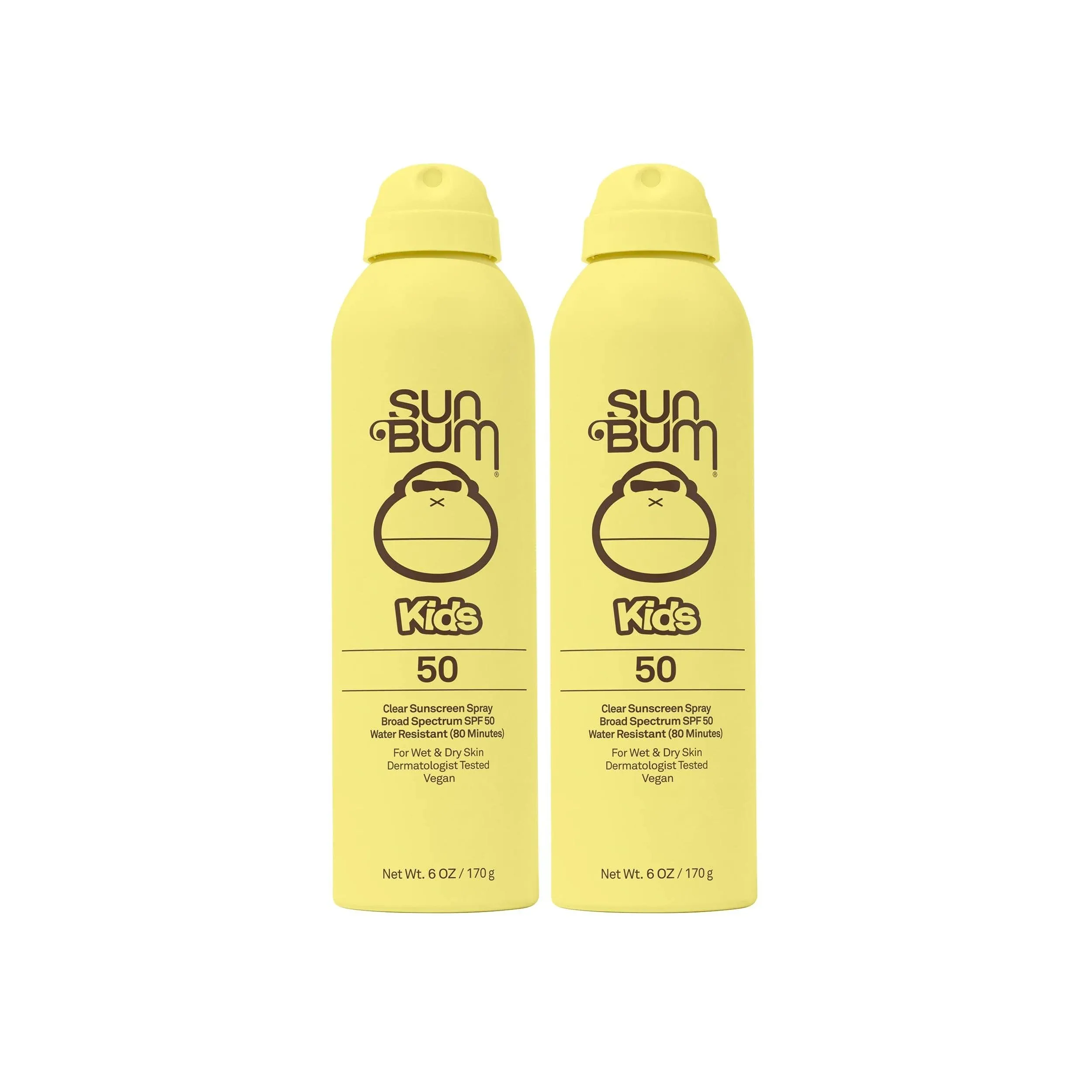 Sun Bum Kids SPF 50 Clear Sunscreen Spray | Wet or Dry Application | Hawaii 104 Reef Act Compliant (Octinoxate & Oxybenzone Free) Broad Spectrum UVA/UVB Sunscreen | 6 oz (Pack of 2)