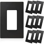 ELEGRP 1 Gang Screwless Decorative Wall Plates, Mid-Size Unbreakable Thermoplastic Faceplate Cover for Decorator Receptacle Outlet Switch, UL Listed (5 Pack, Matte Black)