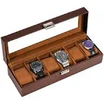 Procase Watch Box for Men 6 Slot Watch Display Case Mens Watch Box Organizer