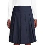 Lands' End School Uniform Women's Poly-Cotton Box Pleat Skirt Top of Knee - 2 - Classic Navy