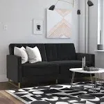 Novogratz Skylar Black Velvet Modern Coil Futon/Sofa Bed