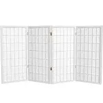 Oriental Furniture 3 ft. Tall Window Pane Shoji Screen - 4 Panel - White