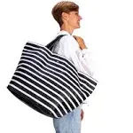 Scout we can travel bag, blue, and white stripe