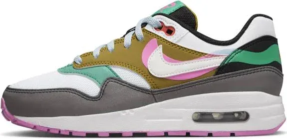 Nike Air Max 1 SE Big Kids' Shoes (FJ3286-001, Black/Playful Pink/Stadium Green)