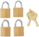 Master Lock 120Q Pack Of Four 3/4&#034; Wide Solid Brass Body Padlocks