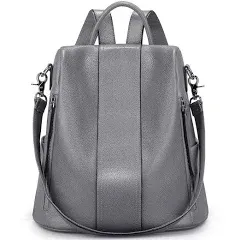 S-ZONE Leather backpack Purses for Women Antitheft Soft Rucksack Ladies Shoulder Bag