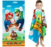 Super Mario Official Nintendo Kids Super Soft Cotton Bath/Pool/Beach Towel, 58 in x 28 in, by Franco & Kids Super Soft Cotton Beach Towel, 58 in x 28 in, Pokemon