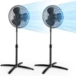 Pelonis 16‘’ Pedestal Fan[2 Packs] Pedestal Stand Up Oscillating Fan with 3 Speeds Settings Ultra Quiet Adjustable Heights for Bedroom Living Room