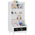 Utex Kids Bookshelf and Toy Storage Kids Wood Bookcase with Blackboard and Cubbies Open Kids Bookshelf and Toy Organizer Cabinet Kids Bookshelves