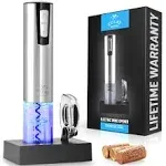 Electric Wine Opener With Charging Base And Foil Cutter In Silver