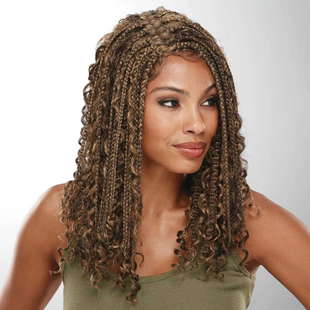 Especially Yours India Wig Stylish Long Wig with Loose Spirals, Box Braids/Runway Shades of Black and Brown