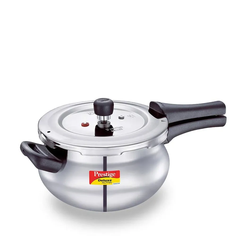 Prestige Svachh Deluxe Alpha Mini Pressure Handi with Deep Lid for Spillage Control 3 L Stainless Steel Silver Outer Lid