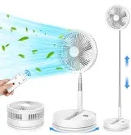 LIPETY 9" Portable Standing Oscillating Fan with Remote - 7200mAh Rechargeable Battery Tall Floor Foldable Travel Fan for Sleeping - Pedestal Stand Up Folding Bed Fan for Home Bedroom