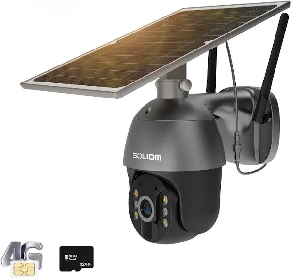 SOLIOM S600 3G/4G LTE Outdoor Solar Powered Cellular Security Camera