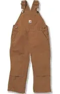 Carhartt Toddler Flannel Lined Double Knee Bib Overalls Brown Size 4T NEW