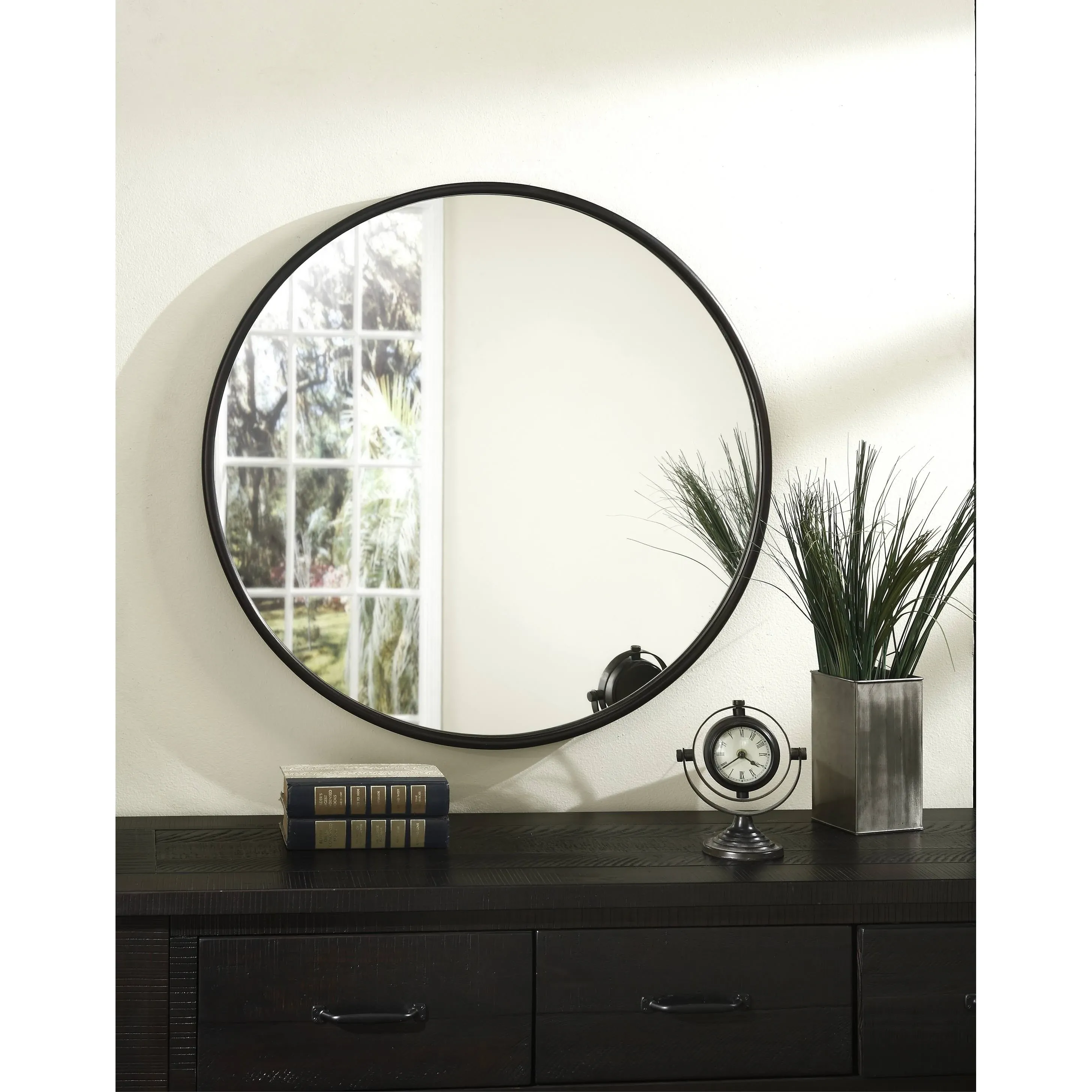 Martin Svensson Home 30" Framed Round Wall Mirror - Oil Rubbed Bronze