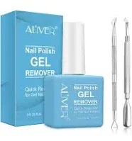 Gel Nail Polish Remover, Ultra-Powerful Nail Polish Remover for Natural, Nail Polish Remover for Gel Nails (with 1Pcs Cuticle Pusher and Nail Polish Scraper)