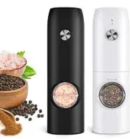 FRTONYI Electric Salt and Pepper Grinder Set 2 Pack Rechargeable No Battery Needed Automatic Salt Pepper Mill Grinder Adjustable