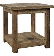 Jofran Reclamation Rustic Reclaimed Solid Wood Square End Table with Storage Shelf