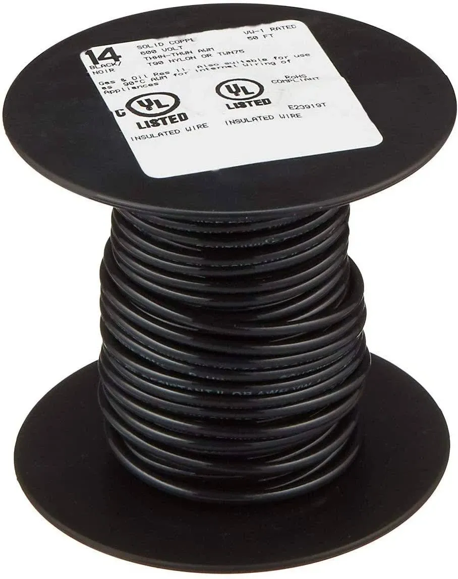 Southwire 50 Ft. 14 AWG Solid Black THHN Wire 11579083