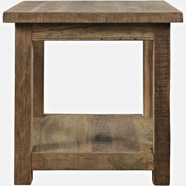 Jofran Reclamation Rustic Reclaimed Solid Wood Square End Table with Storage Shelf