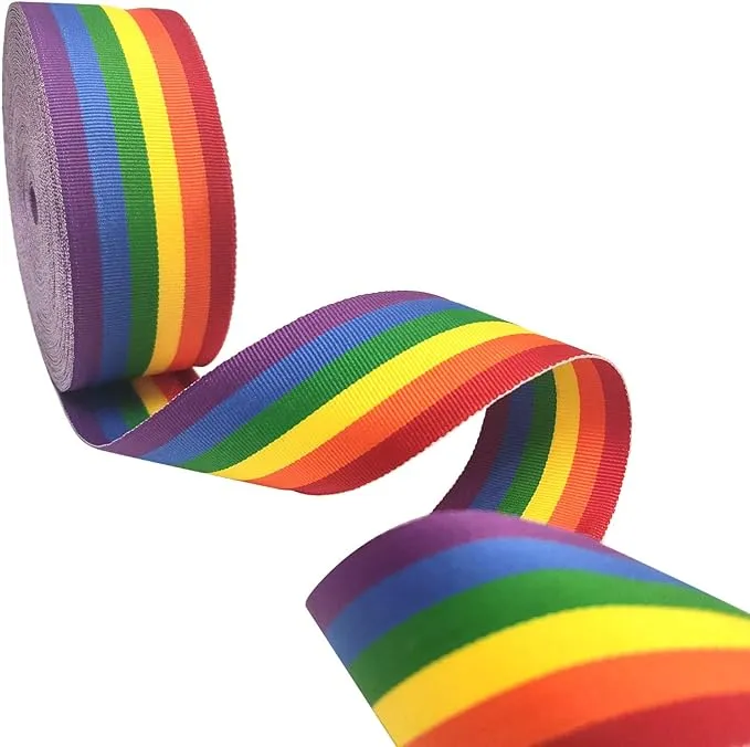 Rainbow Ribbon Gay Pride Grosgrain Stripe Ribbon for DIY Craft 1.57 Inch x 21...