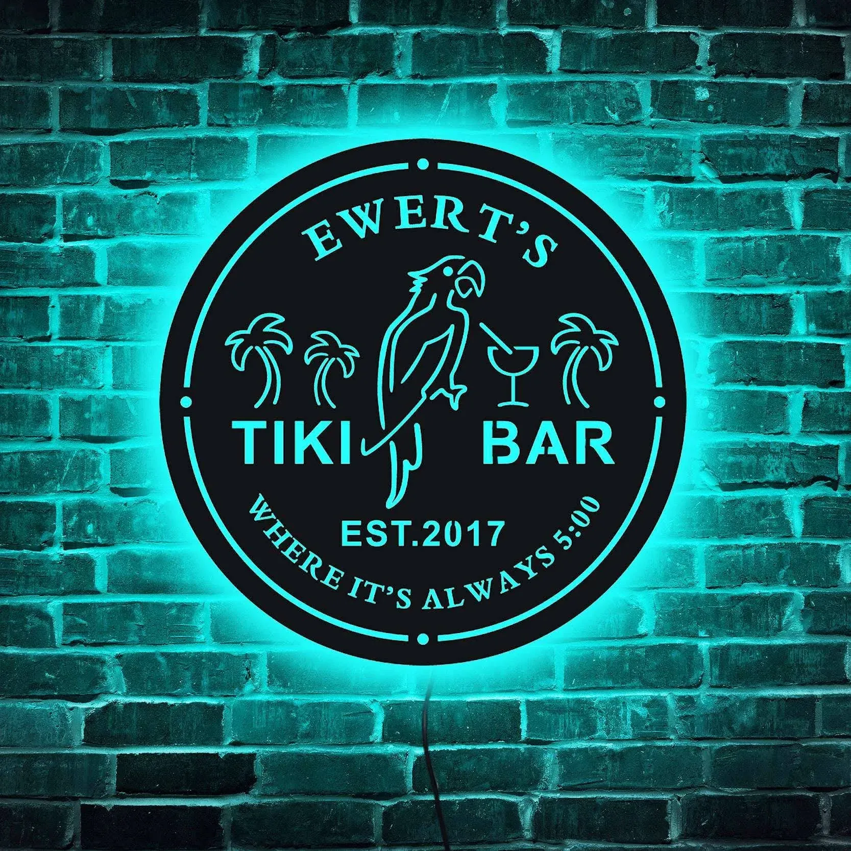 Custom Tiki Bar Neon Sign, Personalized Your Name Est Year Theme Tiki 