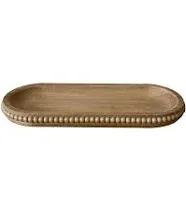 dwellington Wooden Farmhouse Decorative Tray 12in Rustic Beaded Tray for Living Room Decor