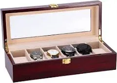 Uten Watch Box 6 Slot Watch Case Watch Holder with Glass Lid