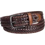 Columbia Mens Woven Leather Belt Size Large Brown Braided Fits 38-42&#034; Waist