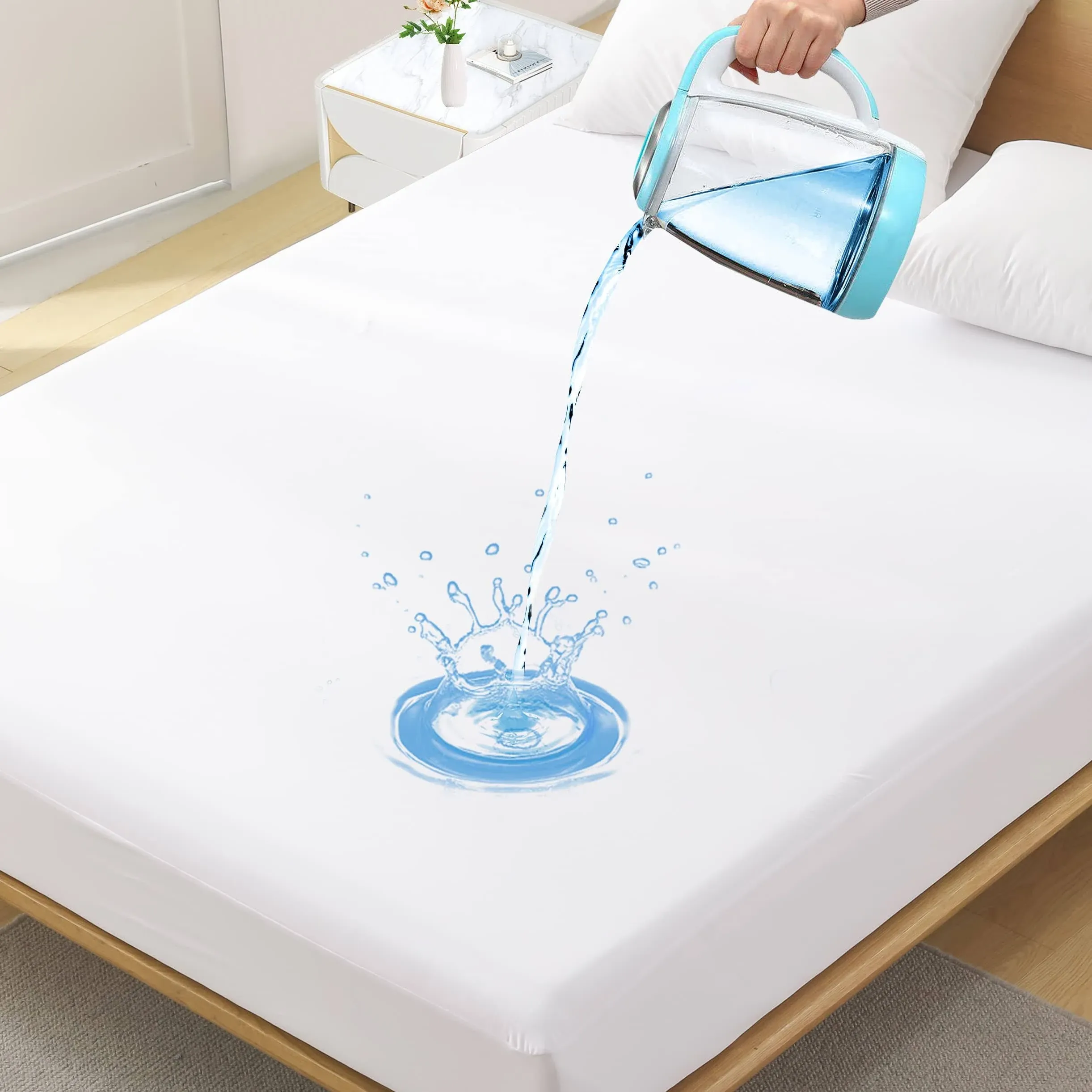 Twin Premium Waterproof Mattress Protector, Soft Breathable Mattress Pad Cover,