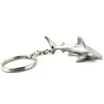 Reef Shark Keychain for Men and Women- Grey Reef Shark Keychain Charm, Gifts for Shark Lovers, Realistic Antique Pewter Keyring, Reef Shark Key Fob