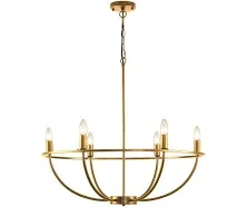 6 - Light Dimmable Wagon Wheel Chandelier