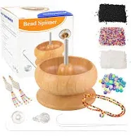 Hobbyworker Upgrade Wooden Bead Spinner with 2 Pcs Big Needles,8000 Pcs Seed Beads and 1 Surprise Gift Pack for Jewelry Making Tools,Quickly Stringing