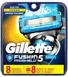 Gillette Fusion5 ProShield Chill Men's Razor Blades, 8 Blade Refills