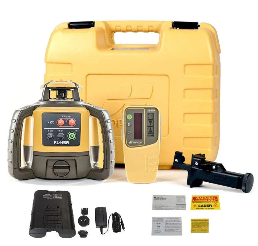 Topcon RL-H5A Horizontal Self-Leveling Rotary Laser w/ Rechargeable Battery and LS-80X Receiver - 1021200-49