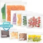 Qinline Reusable Food Storage Bags - 10 Pack Dishwasher Safe Freezer Bags, BPA F