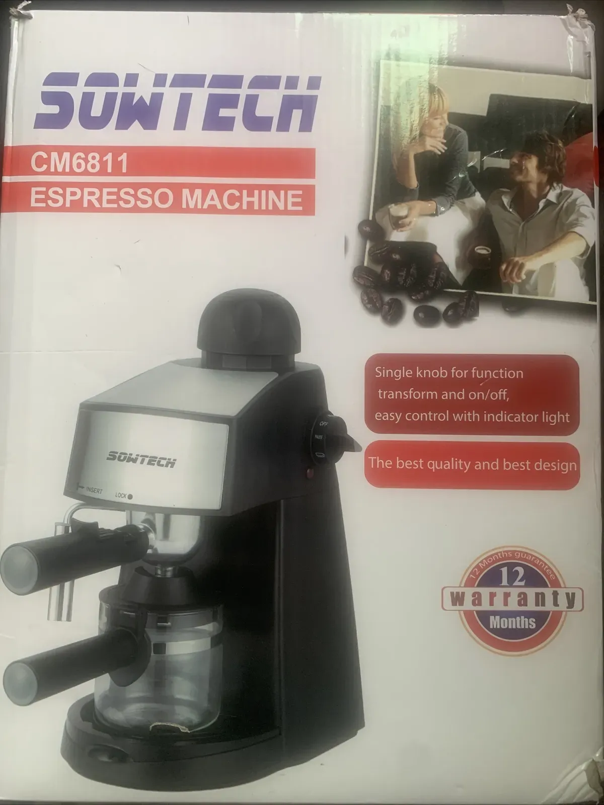 SOWTECH CM6811 COFFEE Espresso Machine Maker 3.5 Bar 4 Cup Cappuccino Machine