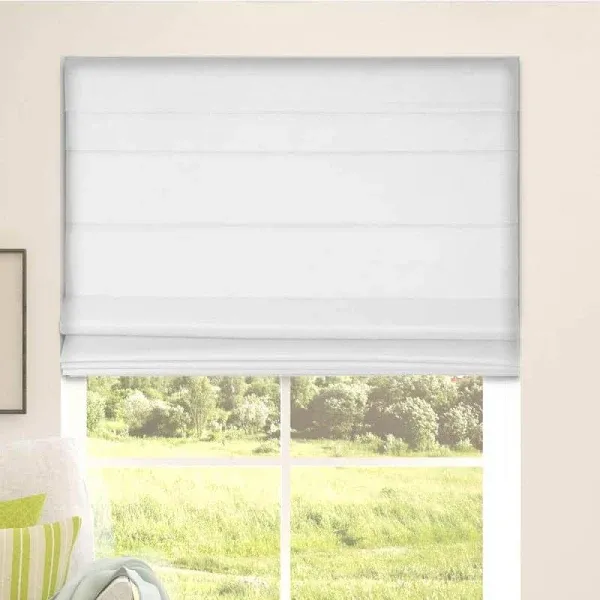 Arlo Blinds Thermal Room Darkening Fabric Roman Shades, Color: White, Size: 30.5" W X 72" H, Cordless Lift Window Blinds