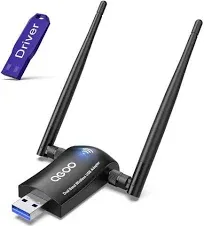 Wireless WiFi Adapter for Desktop PC - QGOO AC1300Mbps USB 3.0 Network Dongle with 5dBi High Gain Dual Antennas, Dual Band 2.4G/400Mbps 5G/867Mbps for Laptop Computer Compatible Windows11/10/8/7