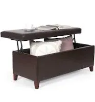 Homebeez Lift Top Storage Ottoman Bench 42 inch Rectangular Ottoman