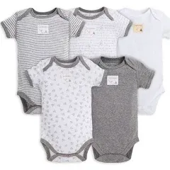 Bee Essentials Organic Short Sleeve Baby Bodysuits 5 Pack