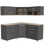 Inval America Kratos 6-Piece Corner Garage Cabinet Set in Chantilly/Dark Gray